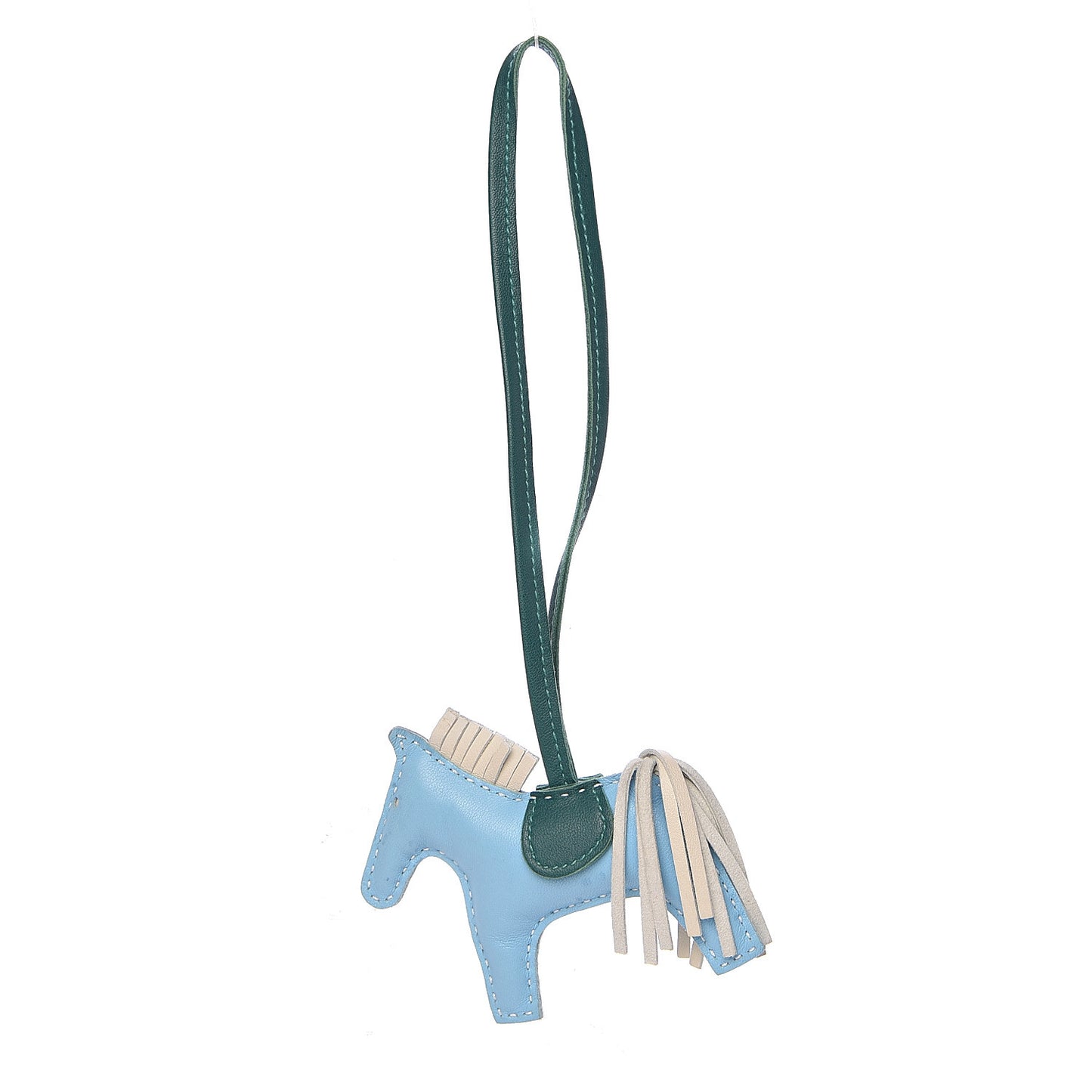 Milo Lambskin Grigri Rodeo Horse Bag Charm PM Celeste Malachite Craie