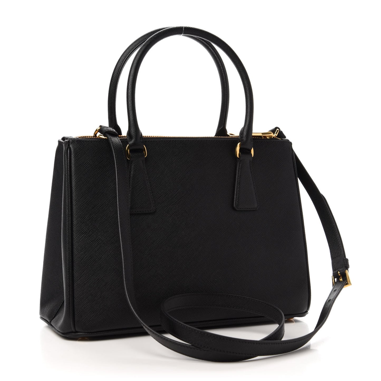 Saffiano Small Galleria Double Zip Tote Black