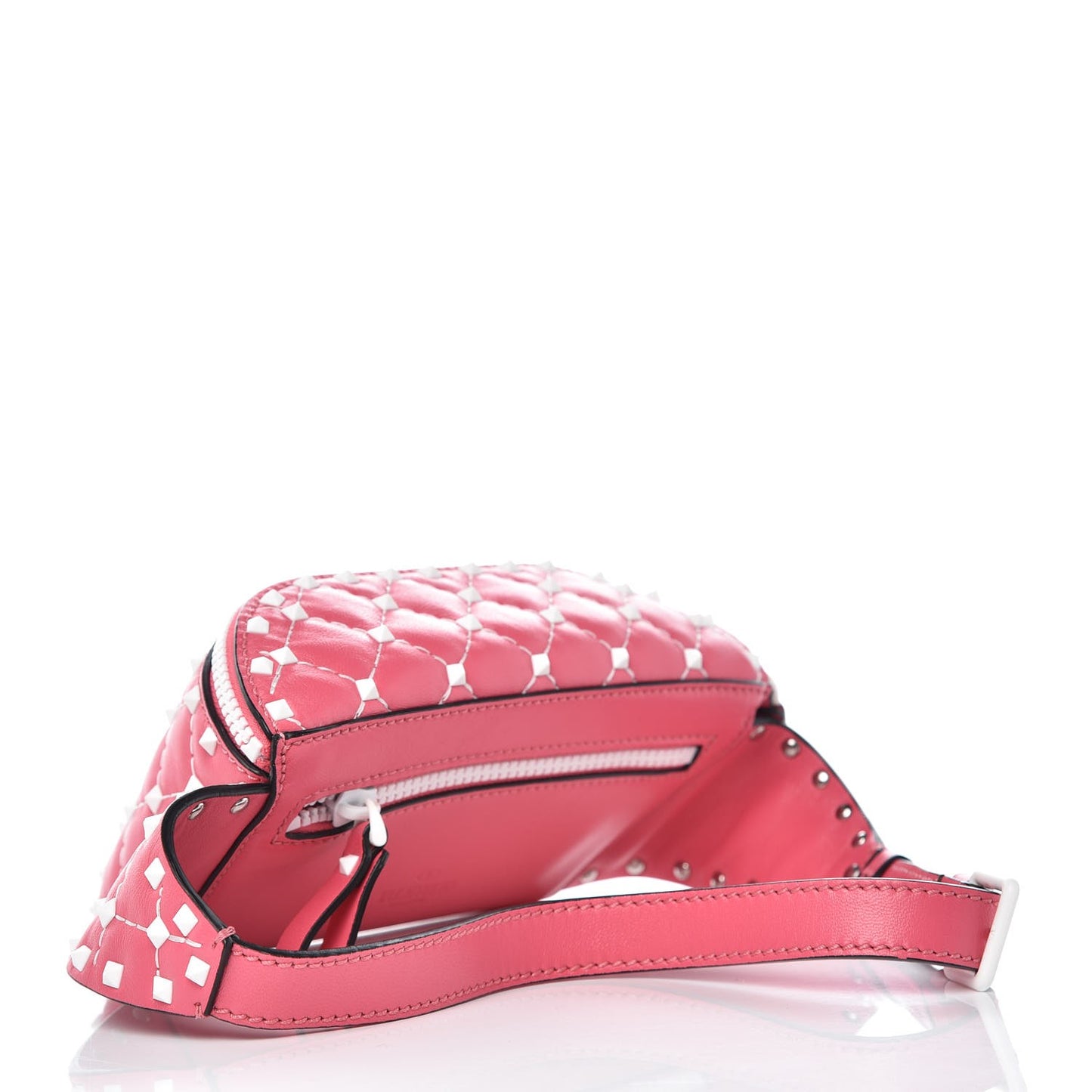 Lambskin Free Rockstud Spike Belt Bag Shadow Pink