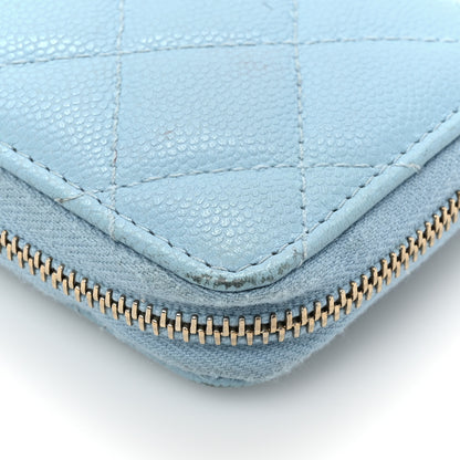Chanel Caviar Quilted Zipped Key Holder Case Light Blue 10 of 13