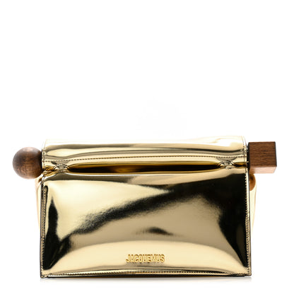 Jacquemus Metallic Patent Calfskin La Pochette Rond Carre Gold 1 of 7