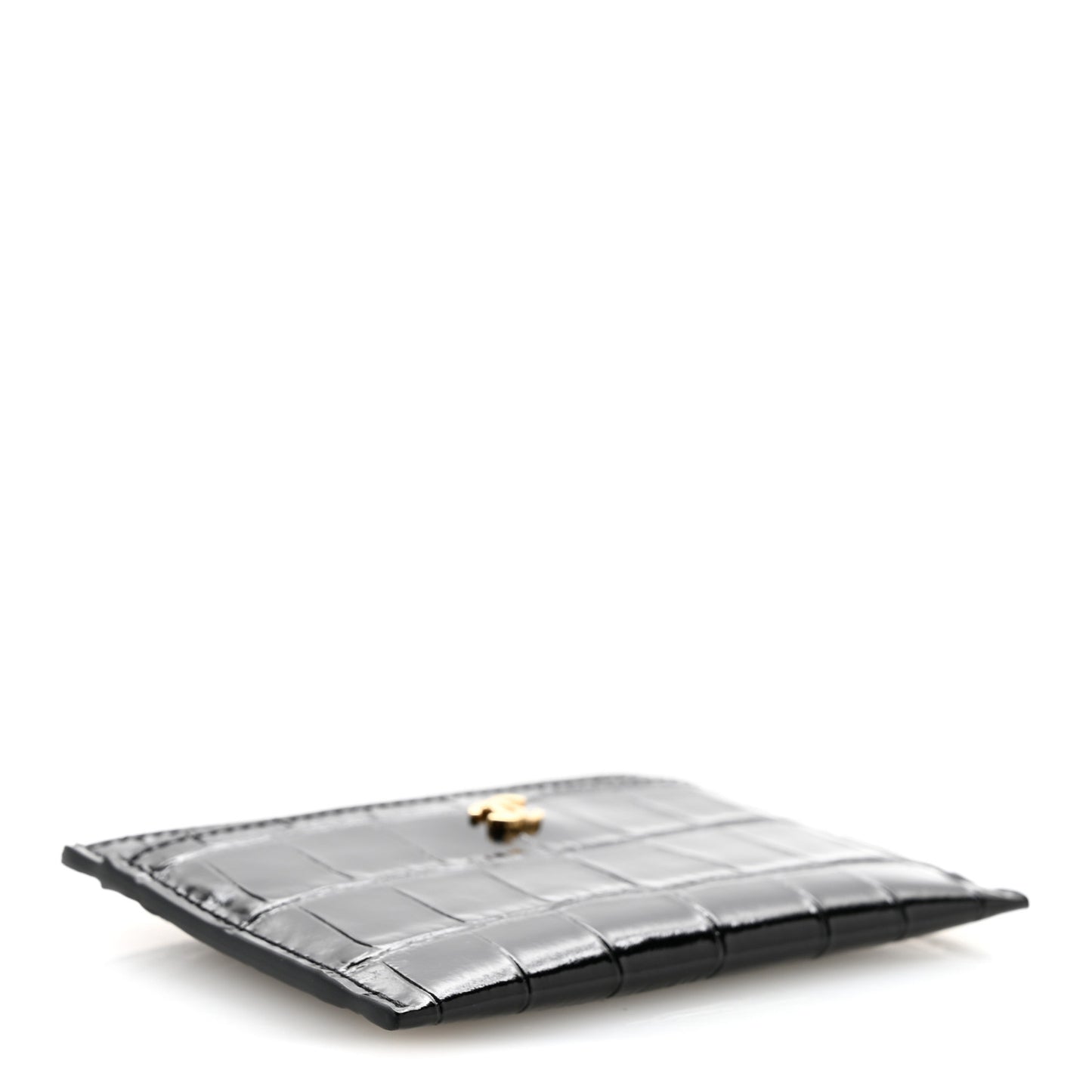 Calfskin Crocodile Embossed Crococo Card Holder Black