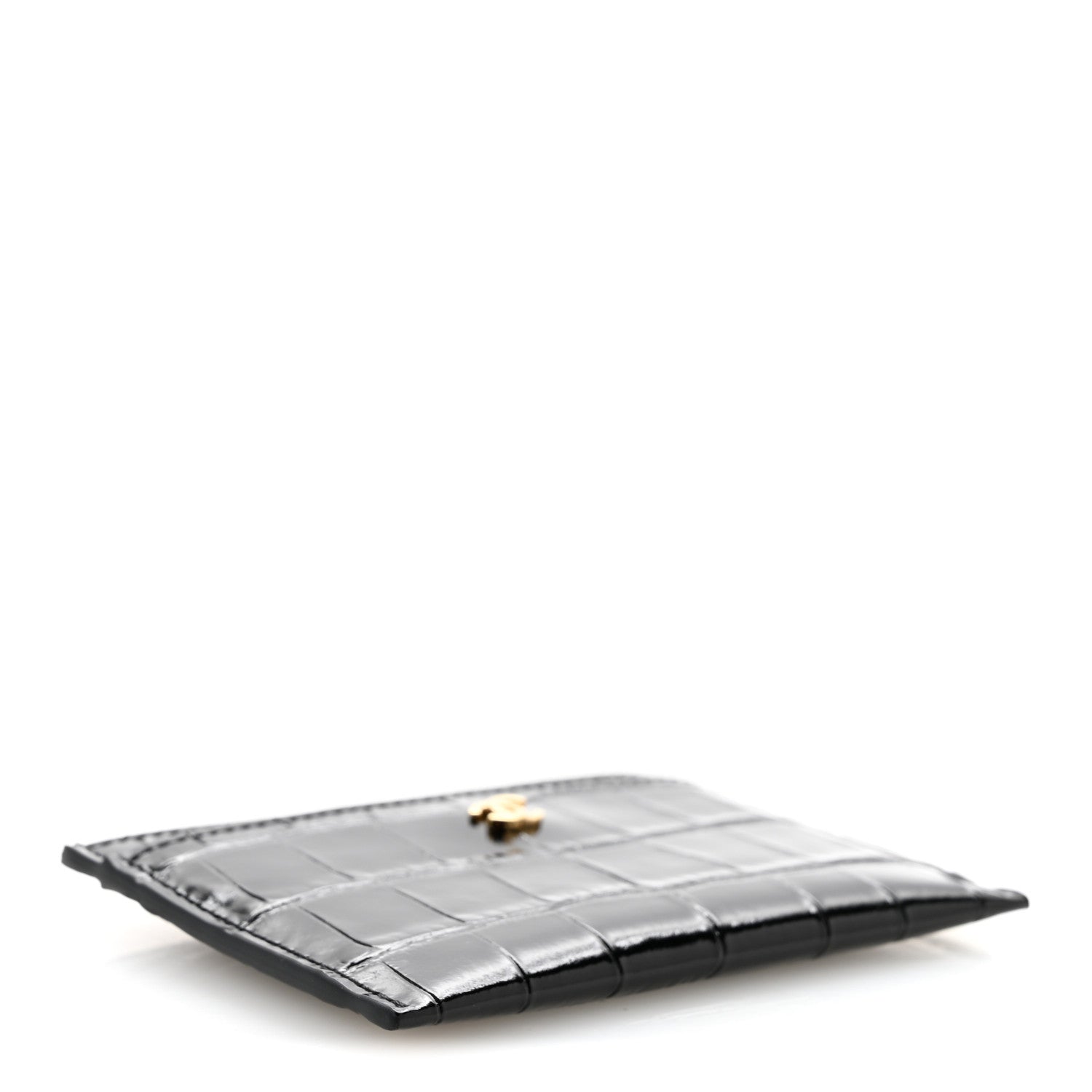 Chanel Calfskin Crocodile Embossed Crococo Card Holder Black 4 of 8