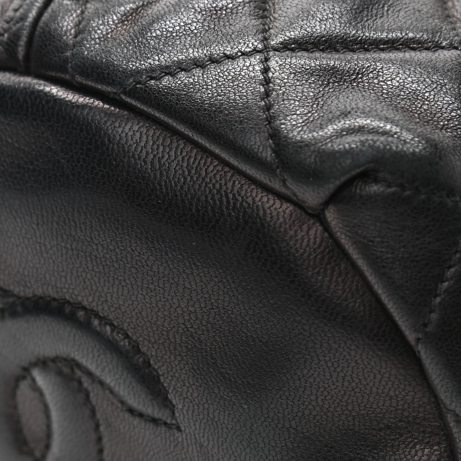 Chanel Lambskin Quilted Drawstring Shoulder Bag Black 12 of 12