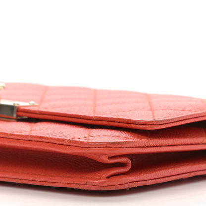 Chanel Caviar Quilted Golden Class Wallet On Chain WOC Red 10 of 12