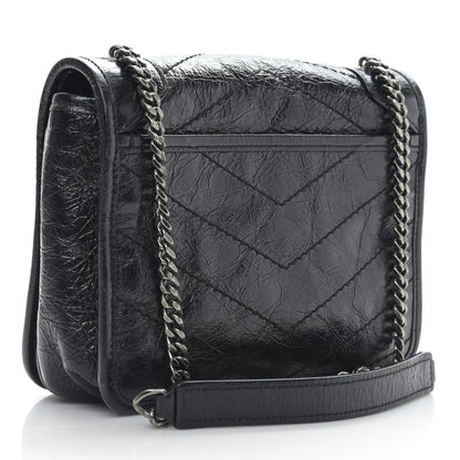 Saint Laurent Crinkled Calfskin Matelasse Monogram Niki Chain Wallet Black 3 of 9