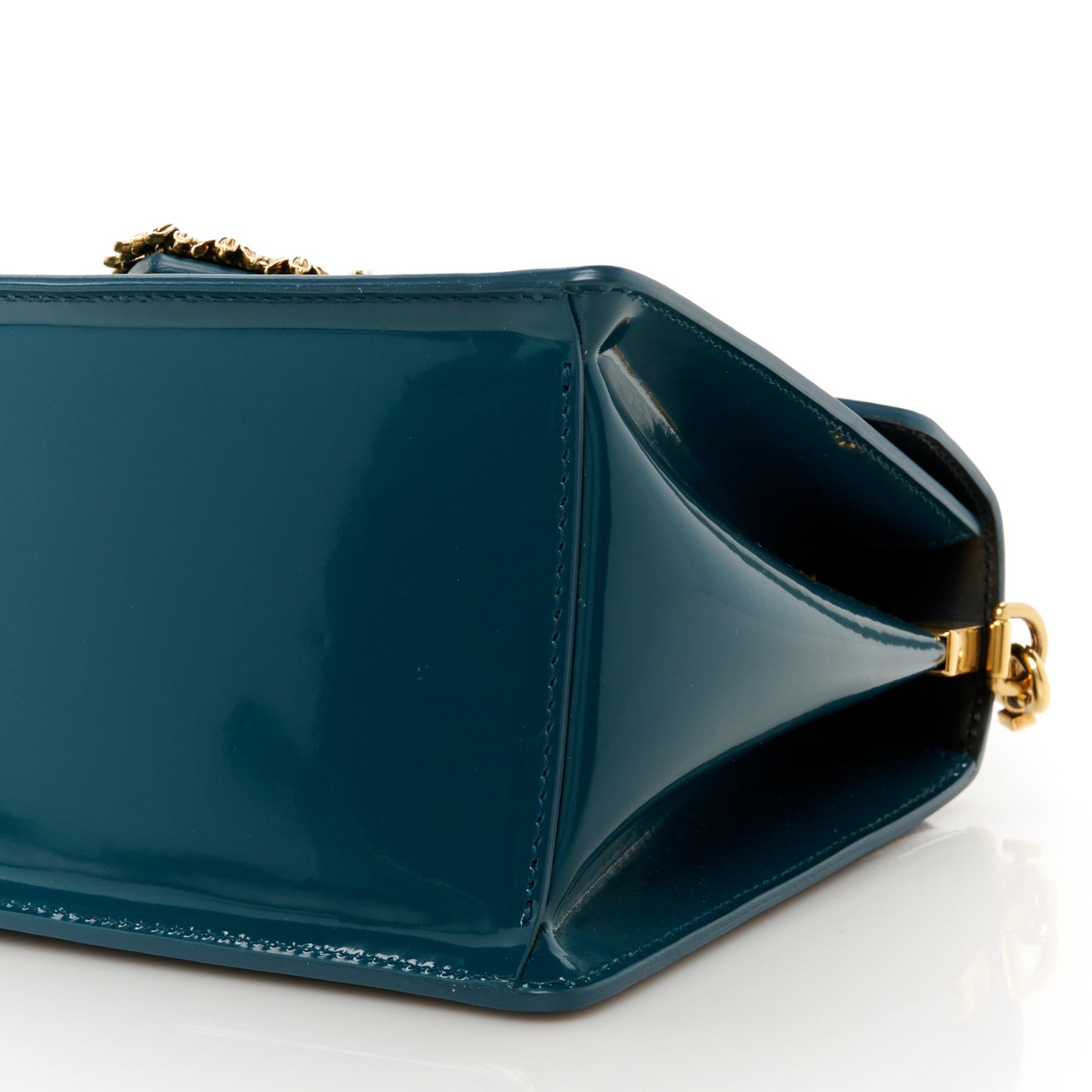 Patent Medium Devotion Envelope Top Handle Bag Emerald