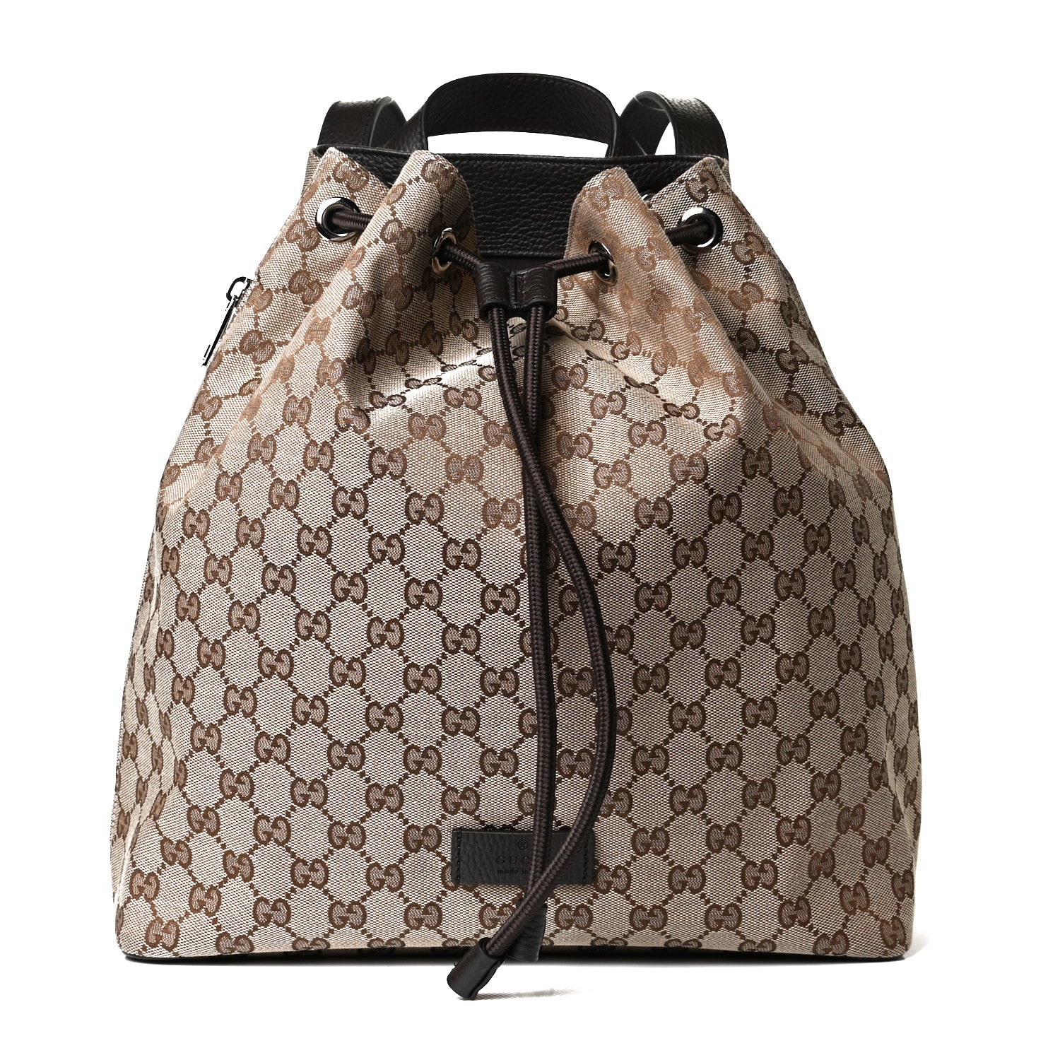 Gucci Monogram Dollar Calfskin O Drawstring Backpack Beige Ebony Testa di Moro Dark Chocolate 1 of 10