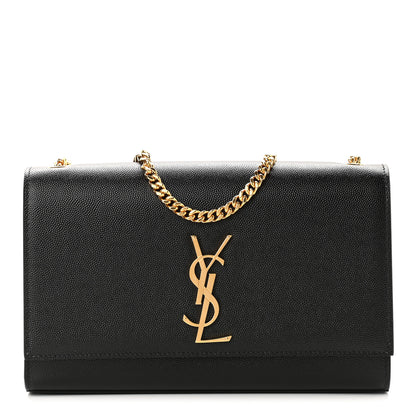 Saint Laurent Grain De Poudre Medium Classic Monogram Kate Satchel Black 1 of 9