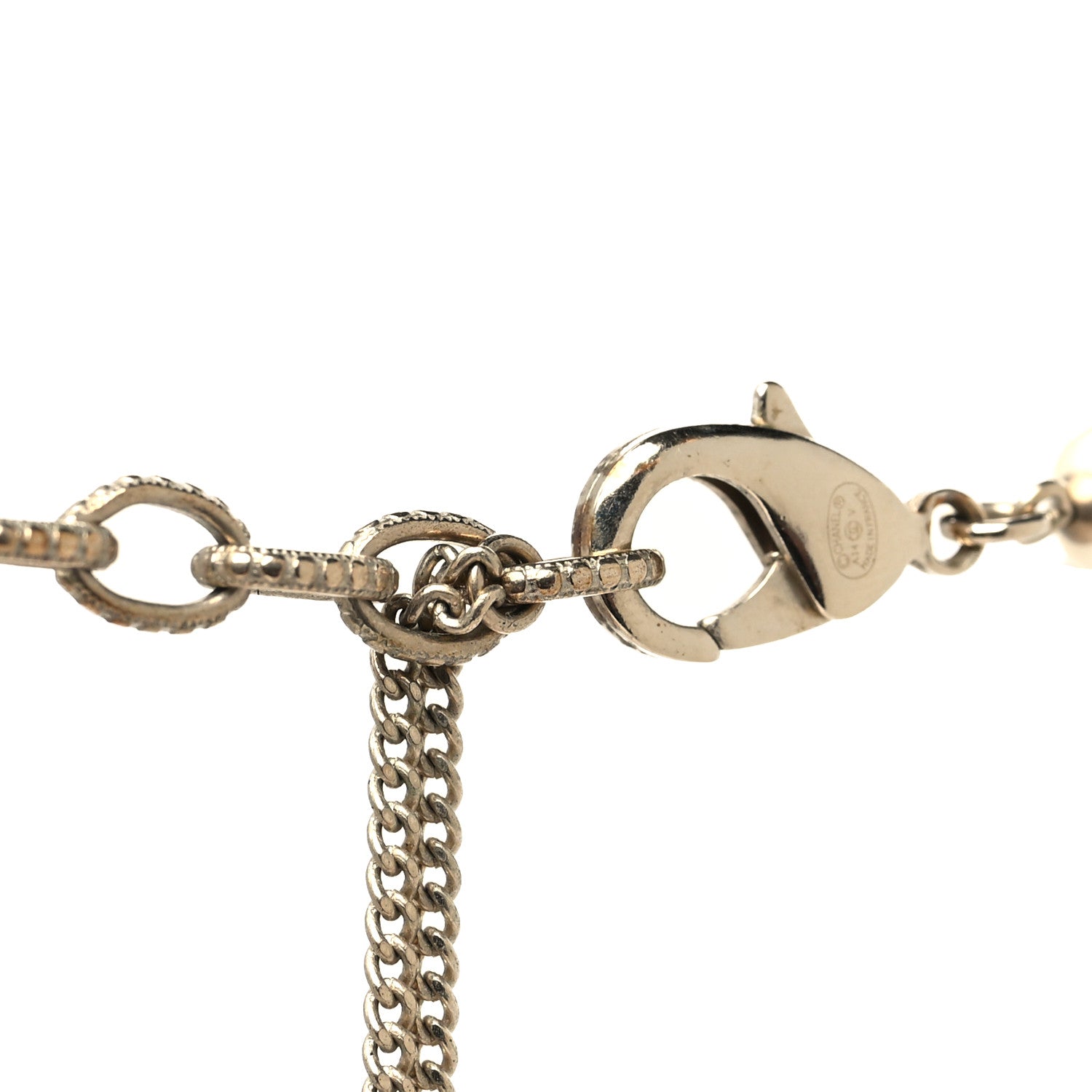 Chanel Pearl Crystal Camellia CC Necklace Gold 4 of 6