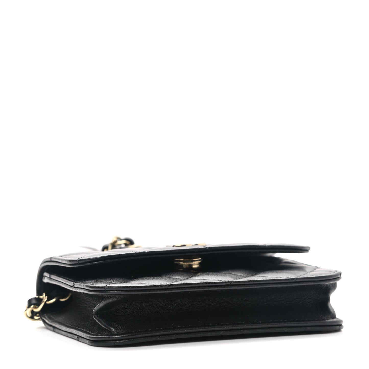 Lambskin Quilted Mini Coco Bow Clutch With Chain Black