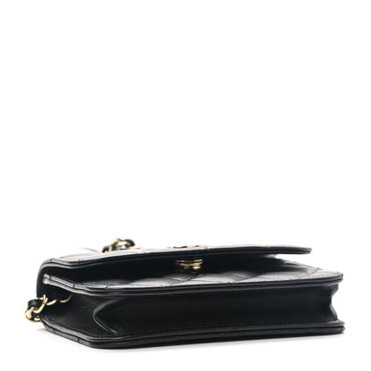 Chanel Lambskin Quilted Mini Coco Bow Clutch With Chain Black 4 of 10
