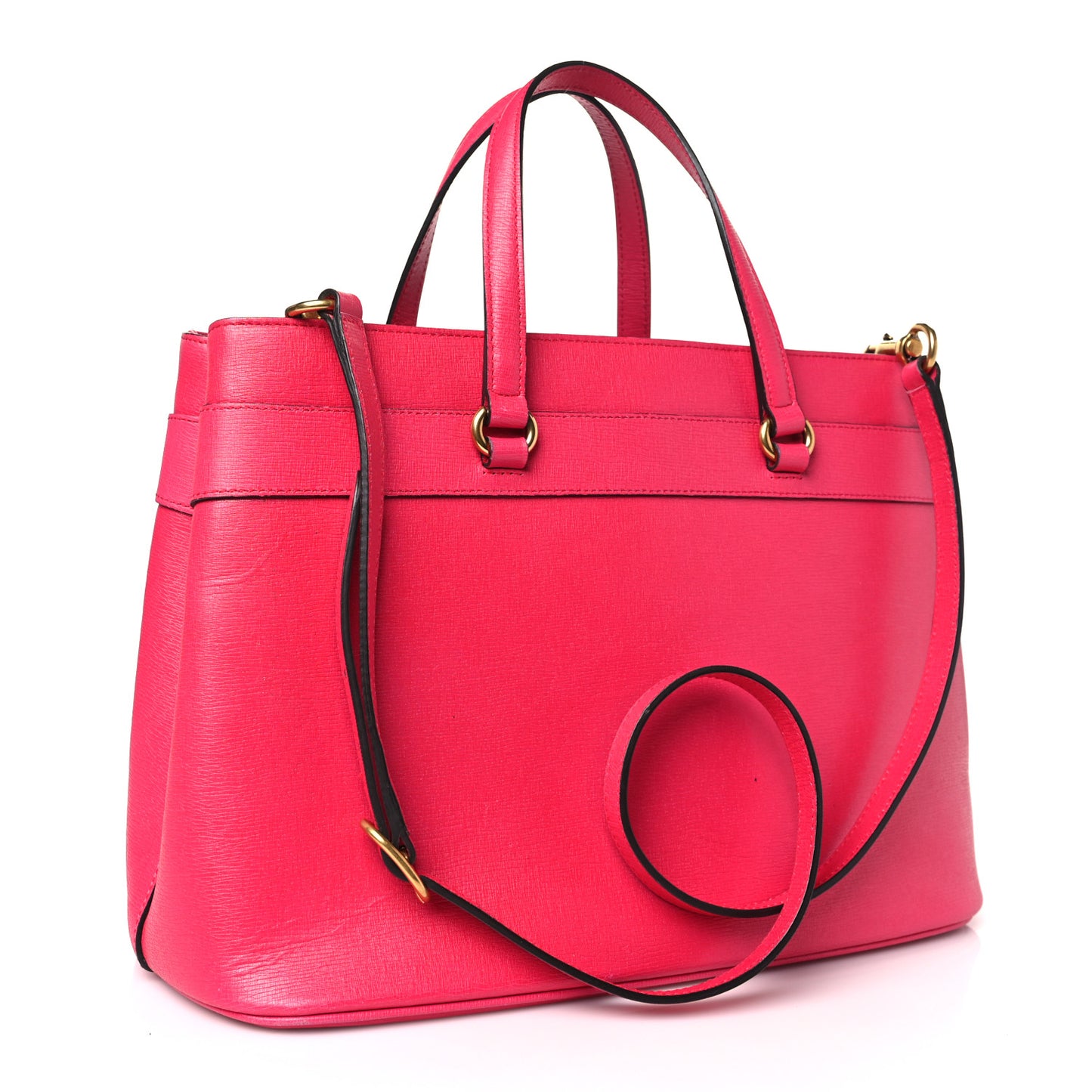 Textured Calfskin Medium Bright Bit Tote Shocking Pink