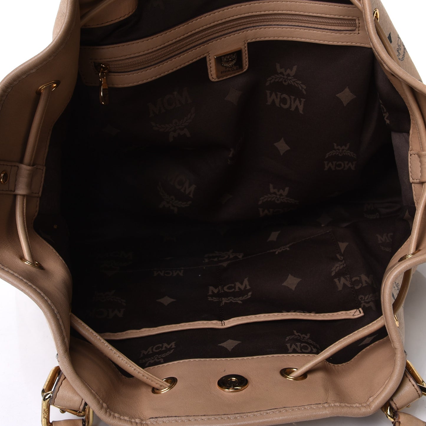 Visetos Medium Drawstring Shopper Beige