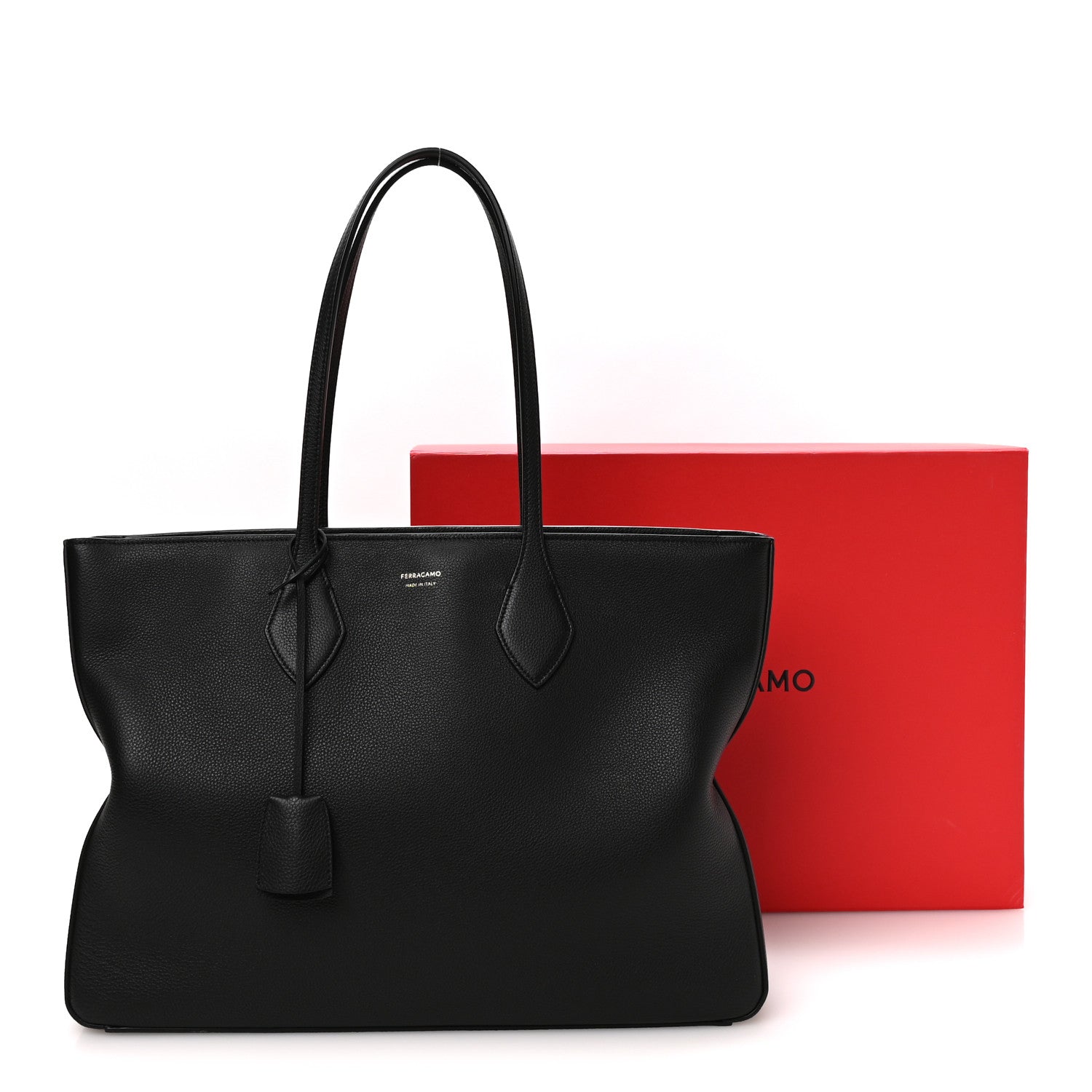 Salvatore Ferragamo Grained Calfskin Large Star Tote Black 11 of 11