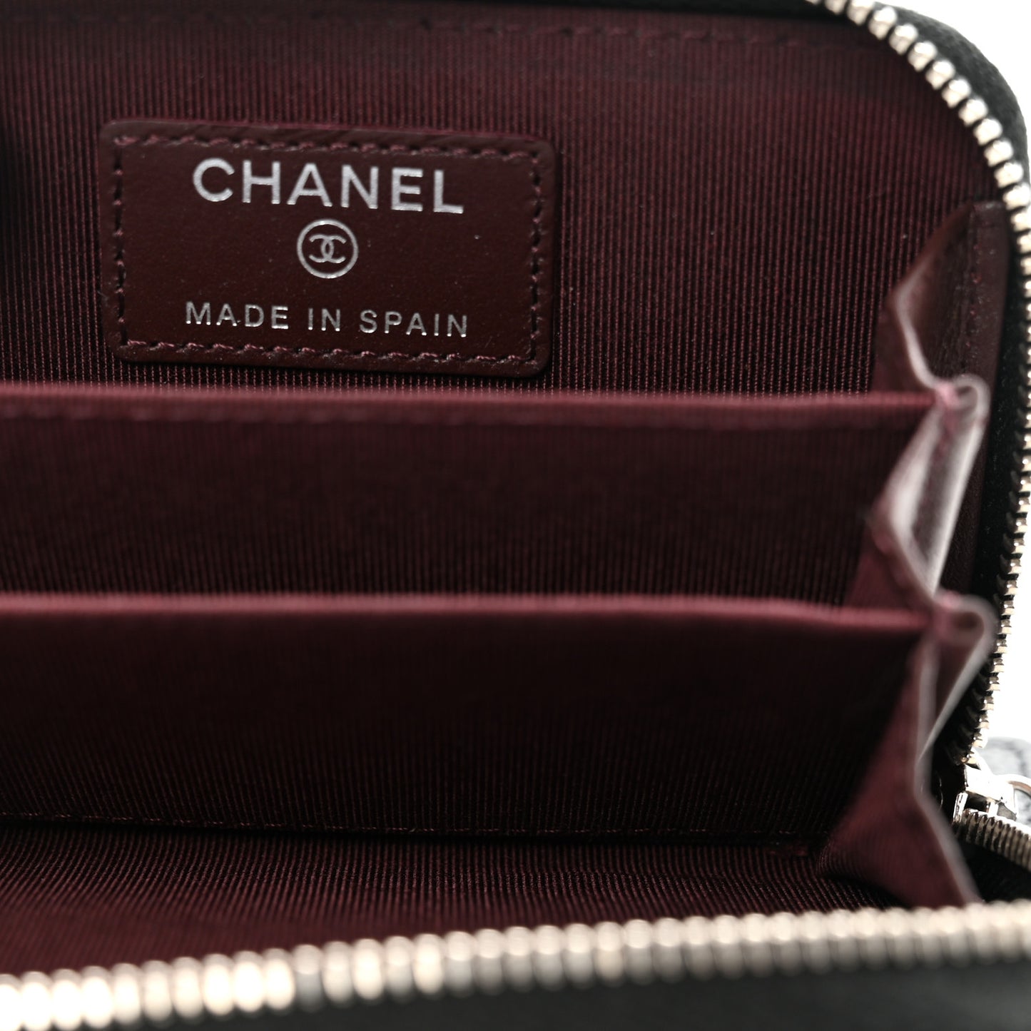 Caviar Quilted Zip Coin Purse Black