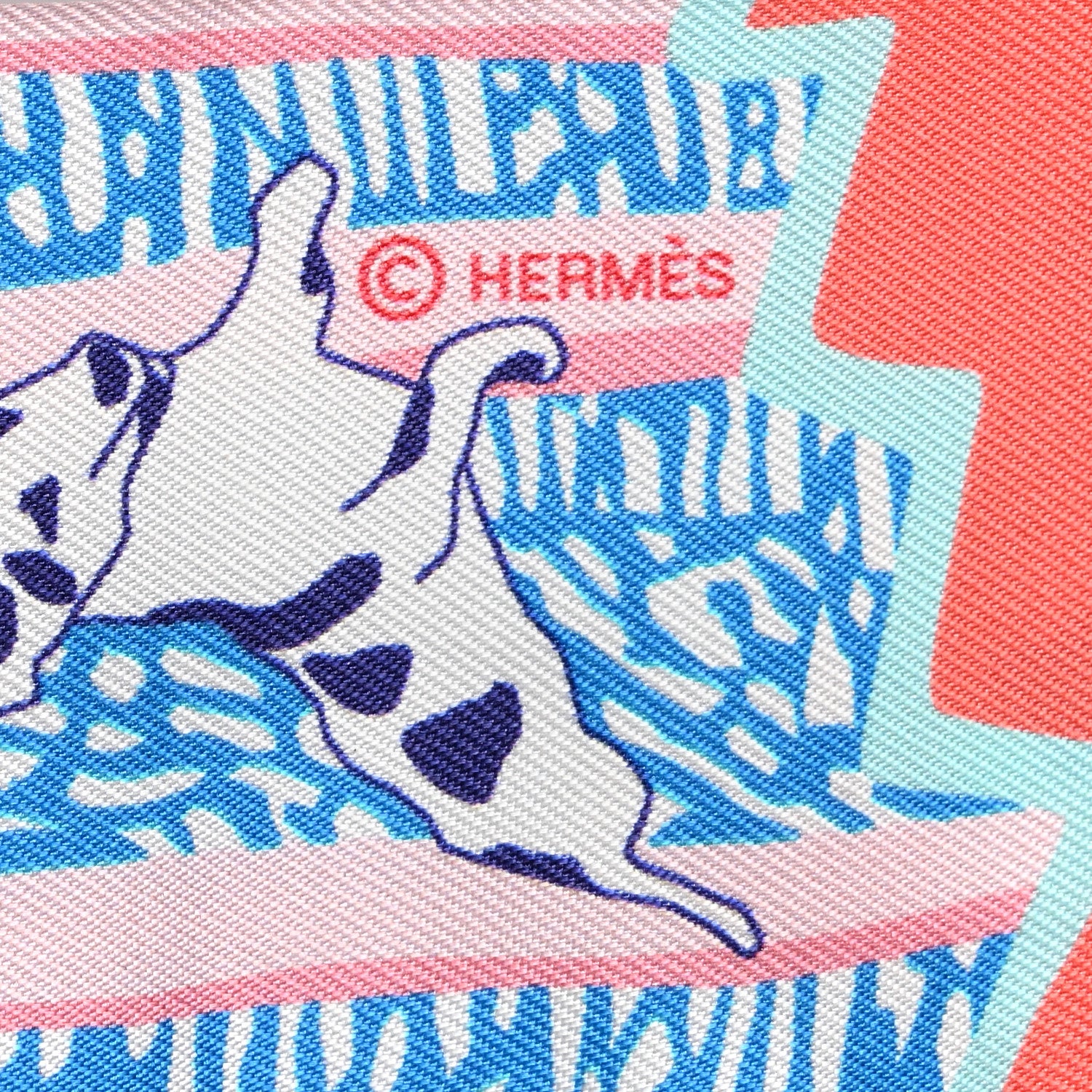 Hermes Silk En Liberte Twilly Rose Vert Bleu 4 of 4