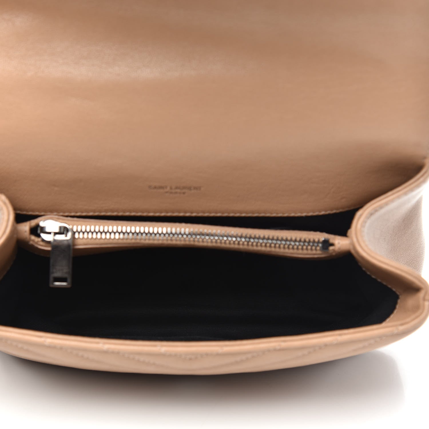 Saint Laurent Sheepskin Matelasse Chevron Monogram Medium College Bag Taupe 6 of 10