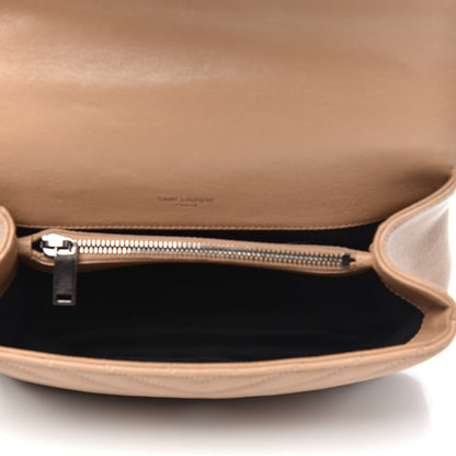 Saint Laurent Sheepskin Matelasse Chevron Monogram Medium College Bag Taupe 6 of 10