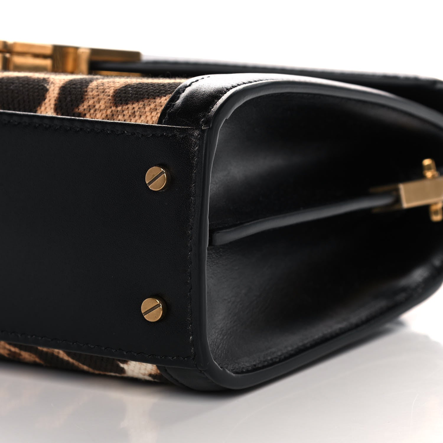 Saint Laurent Canvas Leopard Print Mini Classic Monogram Cassandra Top Handle Black 10 of 11