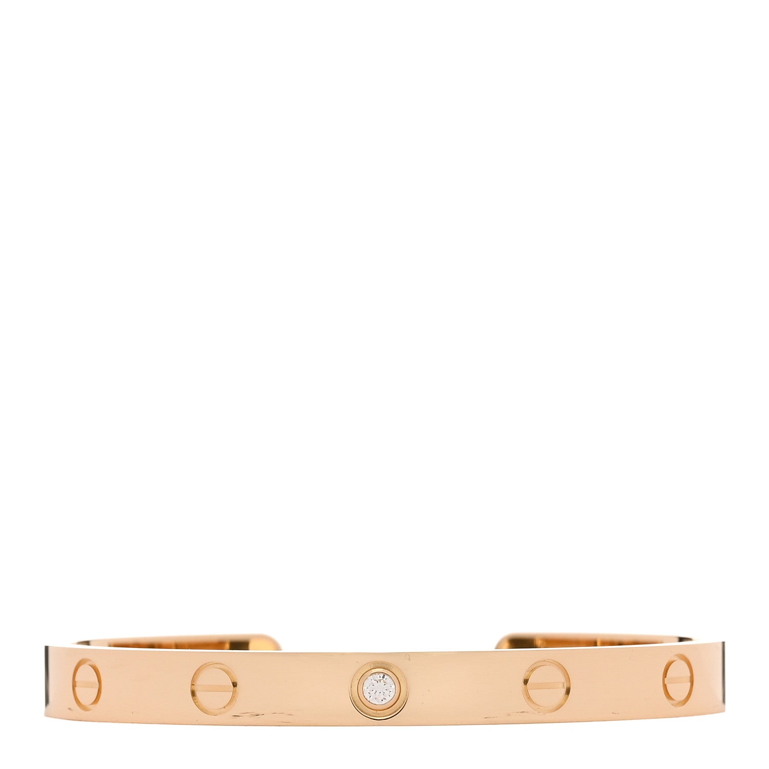 Cartier 18K Yellow Gold 1 Diamond LOVE Cuff Bracelet 17 1 of 4