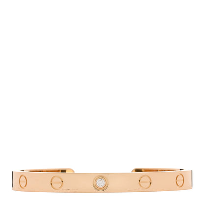 Cartier 18K Yellow Gold 1 Diamond LOVE Cuff Bracelet 17 1 of 4