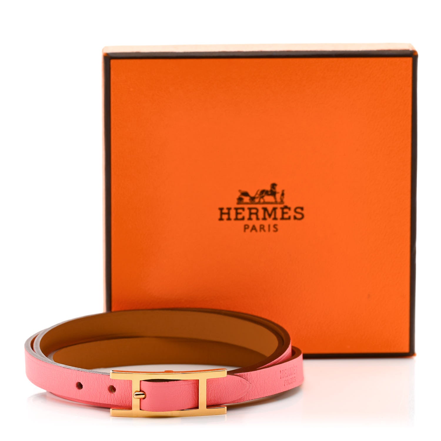 Hermes Swift Chamonix Behapi Double Tour Reversible Bracelet Rose
