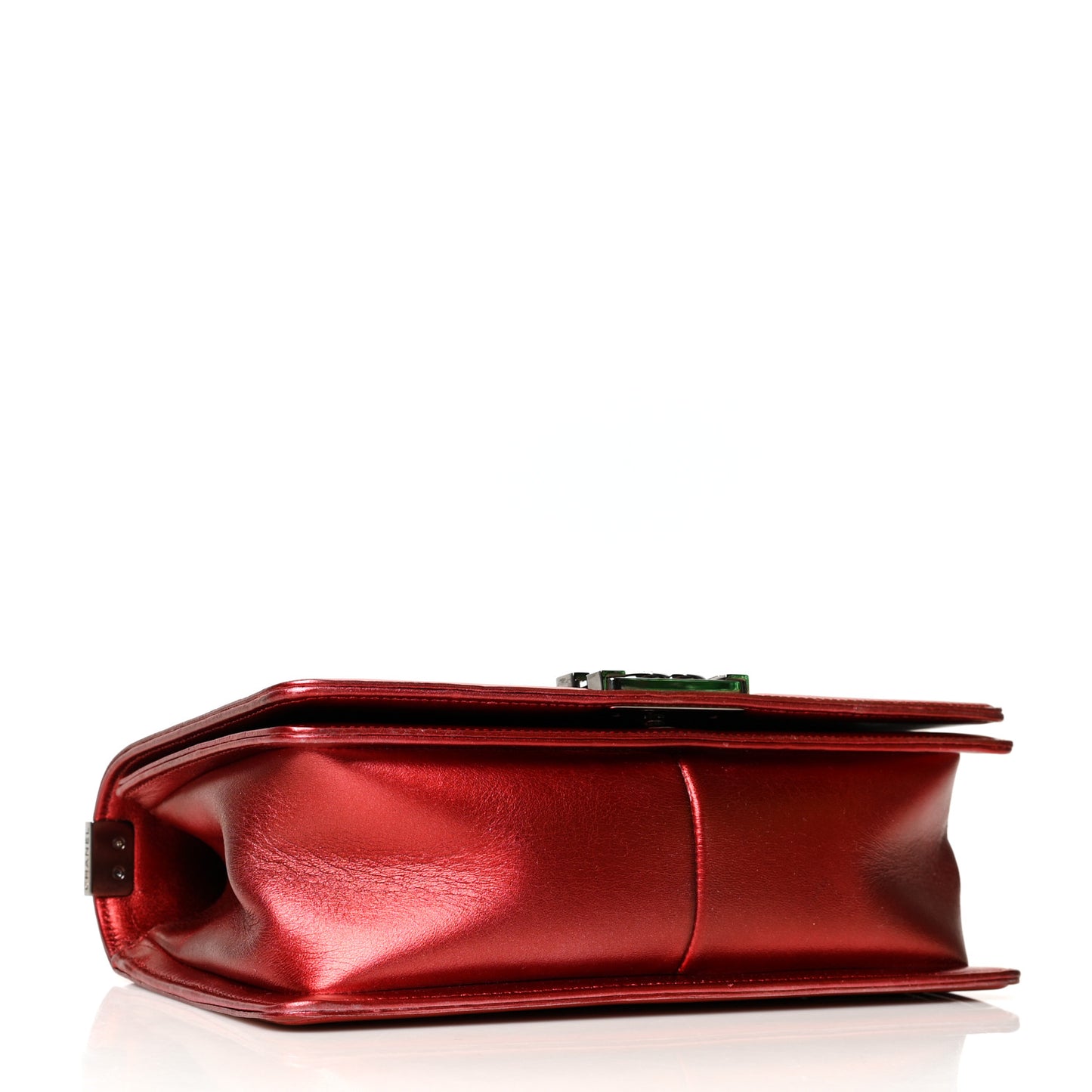 Metallic Patent Calfskin Quilted Medium Boy Flap Red