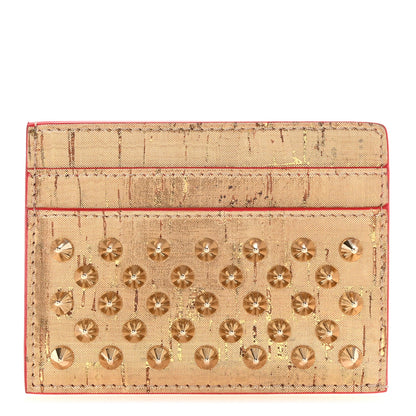 Christian Louboutin Metallic Liege Pepite Cork Spikes Kios Card Holder Gold 1 of 6