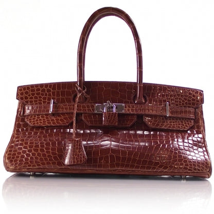 Hermes Shiny Porosus Crocodile JPG Birkin 42 Rouge H 1 of 11