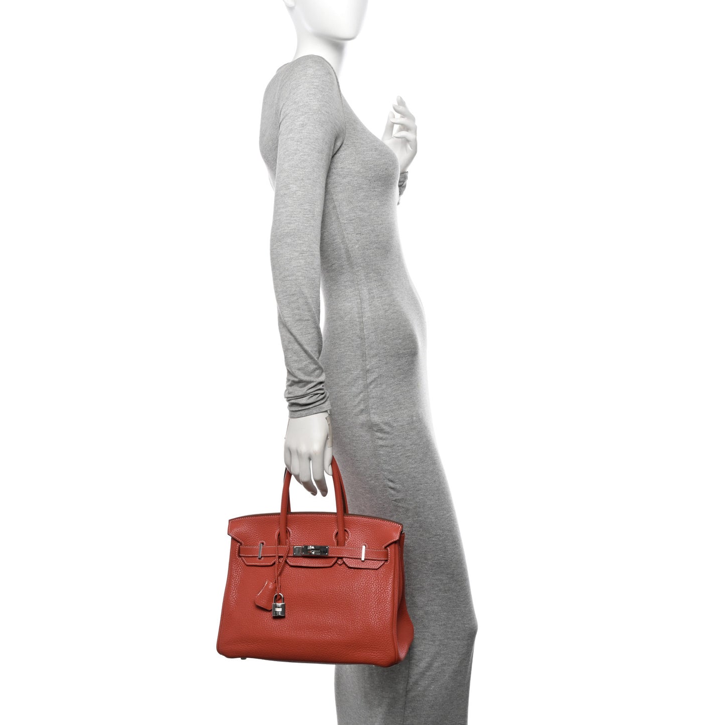 Taurillon Clemence Eclat Birkin 30 Sanguine White