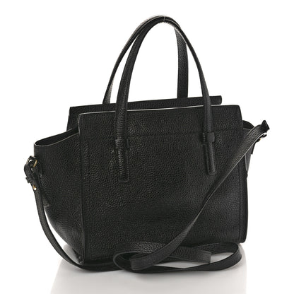 Salvatore Ferragamo SALVATORE FERRAGAMO Hammered Calfskin Double Handle Small Amy Tote Black 3 of 10
