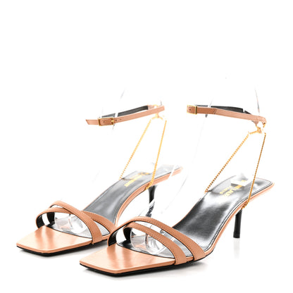 Saint Laurent Calfskin Ankle Strap Melody Sandals 38.5 Bisque 3 of 7
