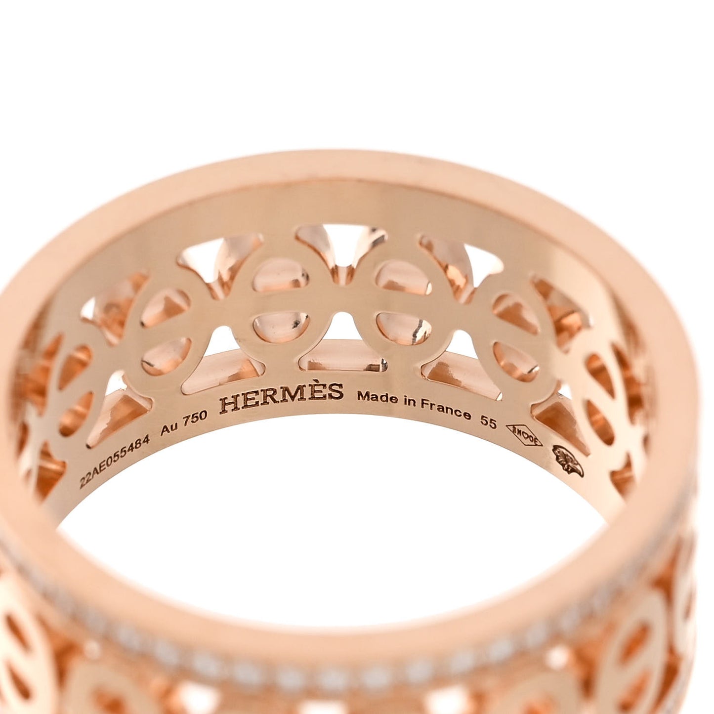 18K Rose Gold Diamond PM Chaine d'Ancre Divine Ring 55 7.25