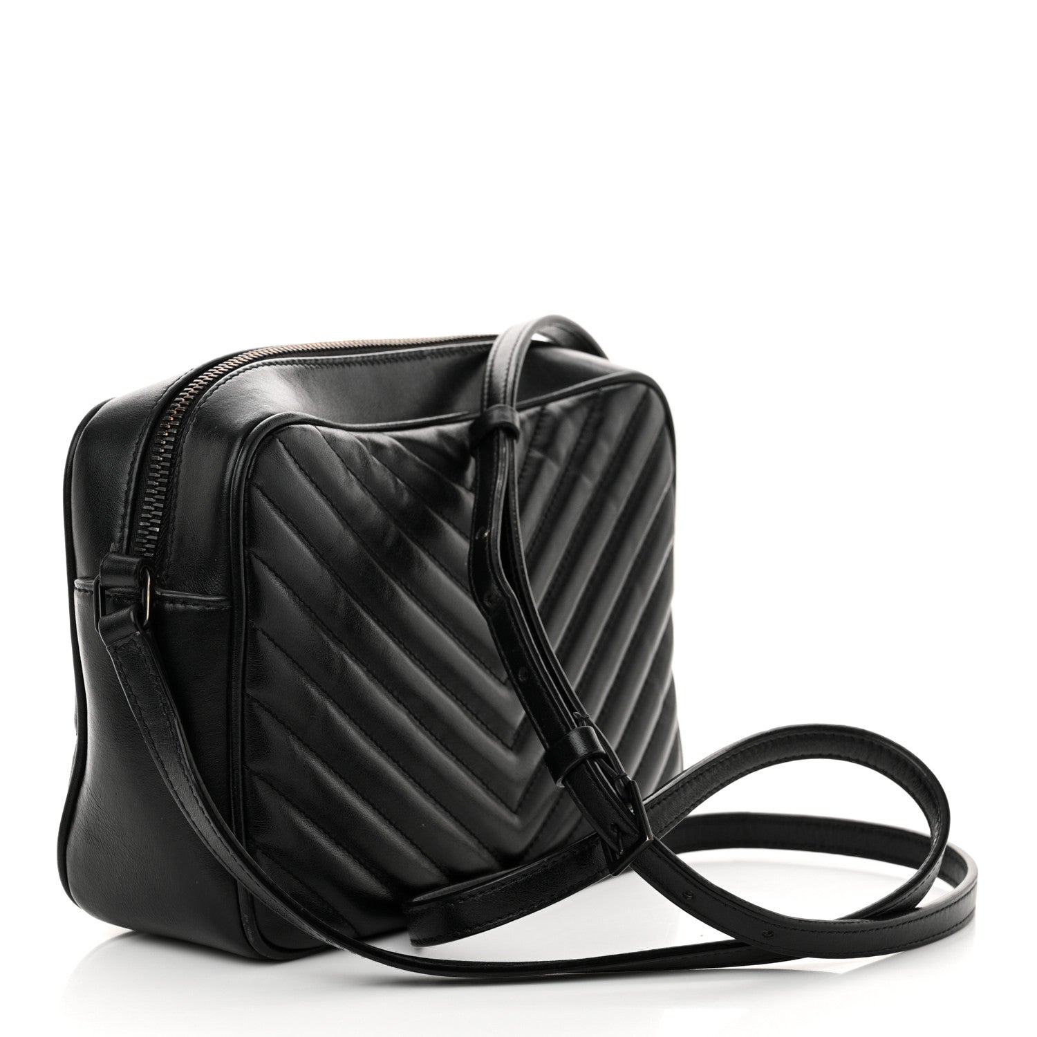 Saint Laurent Calfskin Matelasse Monogram Monochrome Lou Camera Bag Black 3 of 19