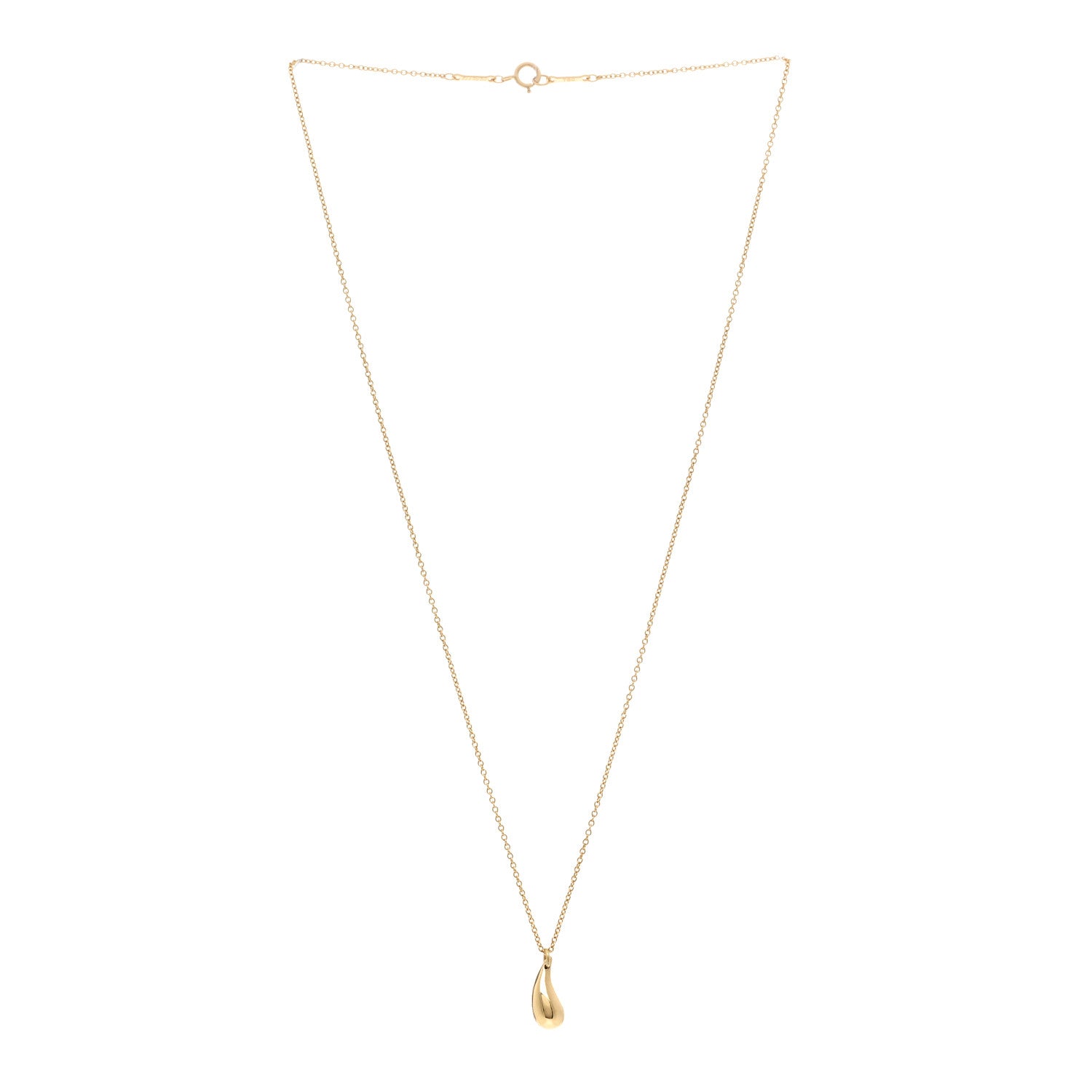 Tiffany 18K Yellow Gold 12mm Elsa Peretti Teardrop Pendant Necklace 3 of 4
