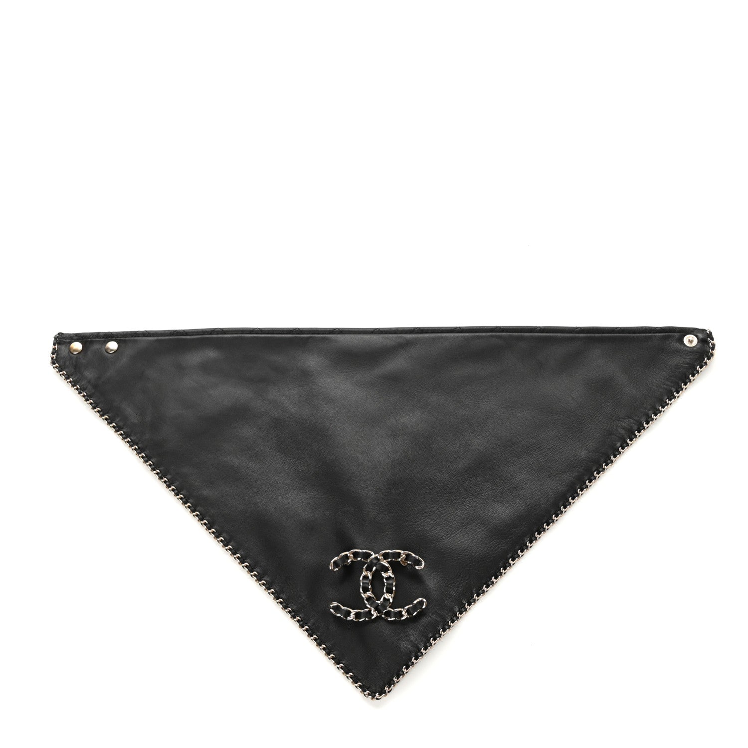 Chanel Lambskin Calfskin Chain CC Bandana Black Gold 9 of 11