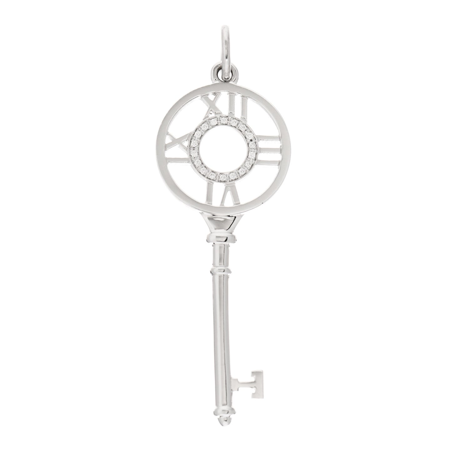 18K White Gold Diamond Atlas Key Pendant