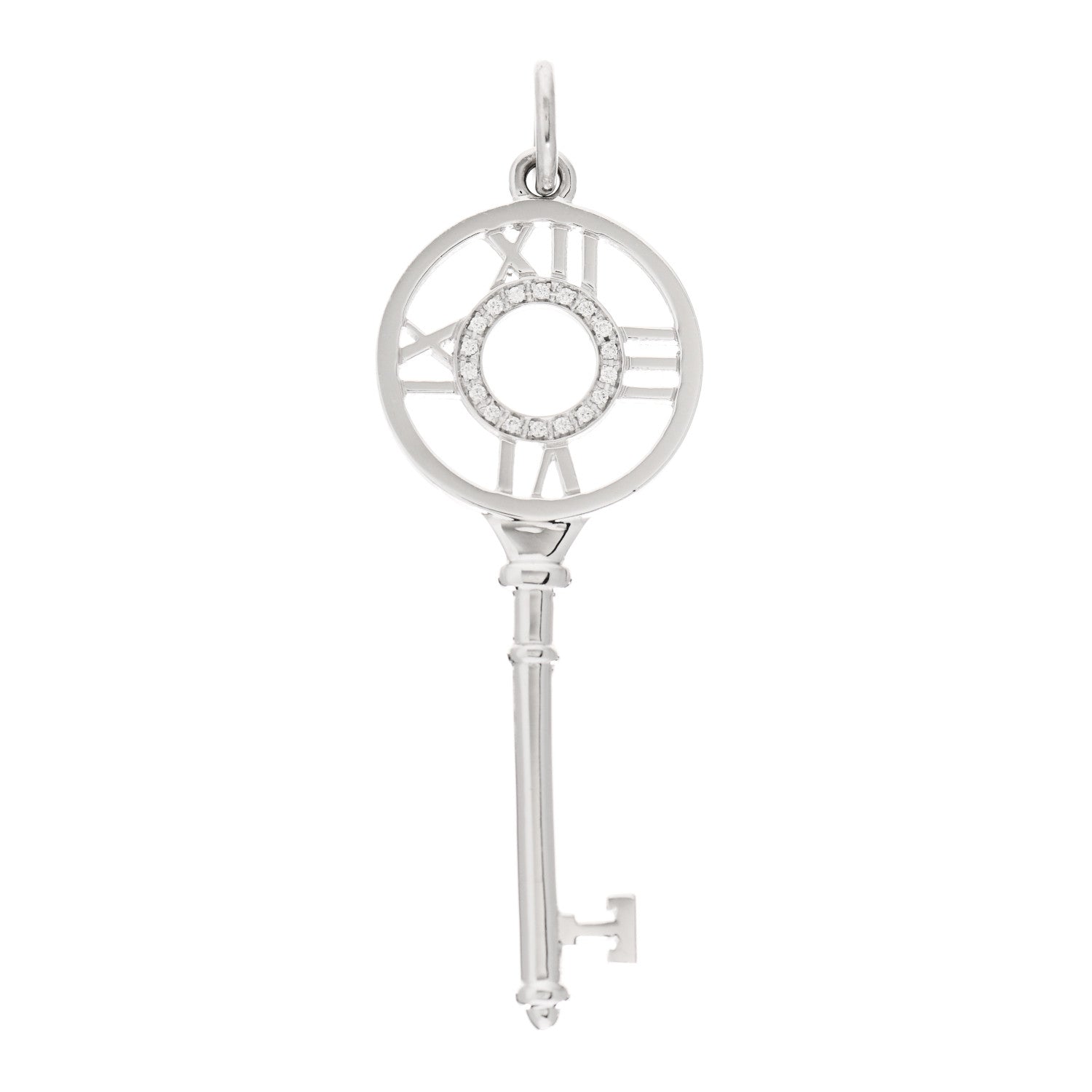 Tiffany 18K White Gold Diamond Atlas Key Pendant 1 of 4