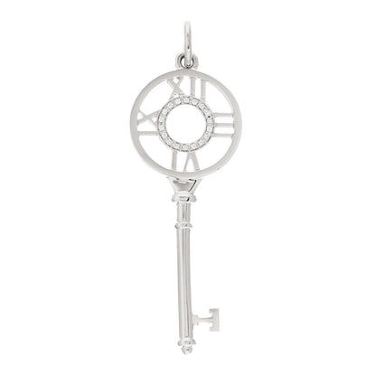 Tiffany 18K White Gold Diamond Atlas Key Pendant 1 of 4