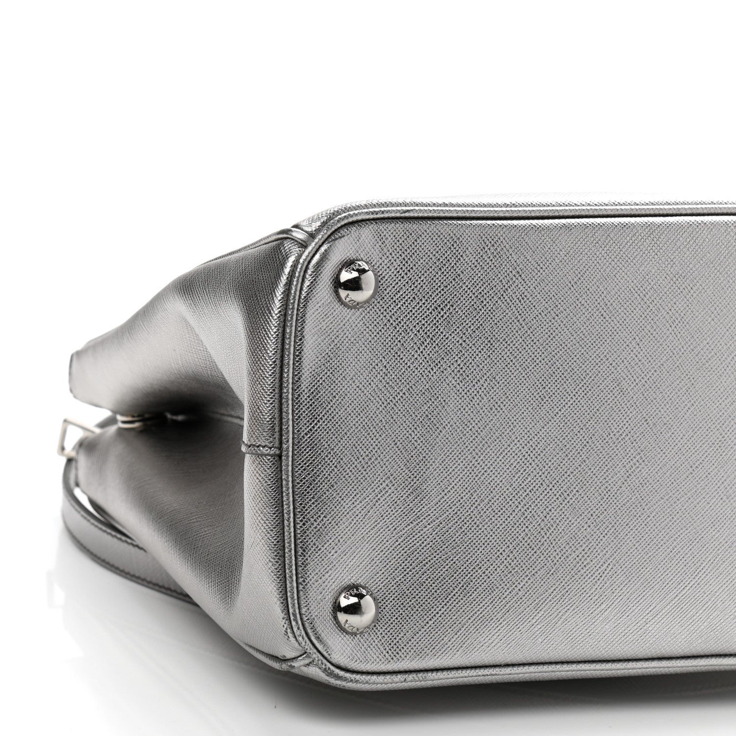 Prada Metallic Saffiano Small Galleria Double Zip Tote Cromo 9 of 12