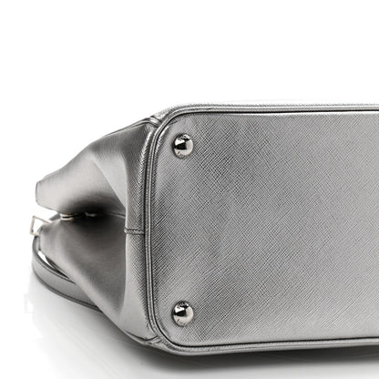 Prada Metallic Saffiano Small Galleria Double Zip Tote Cromo 9 of 12