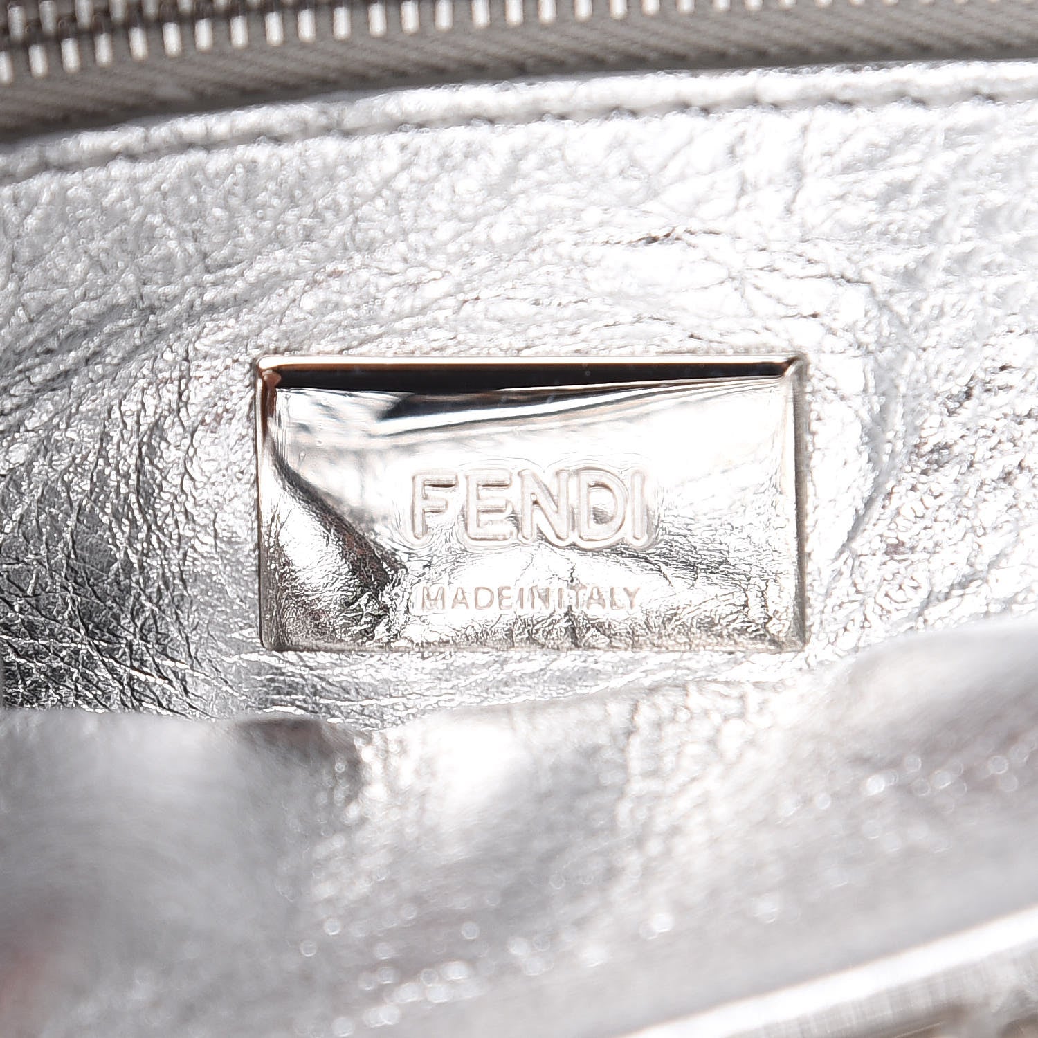 Fendi Metallic Lizard XS Peekaboo Iconic Satchel Silver 6 of 8