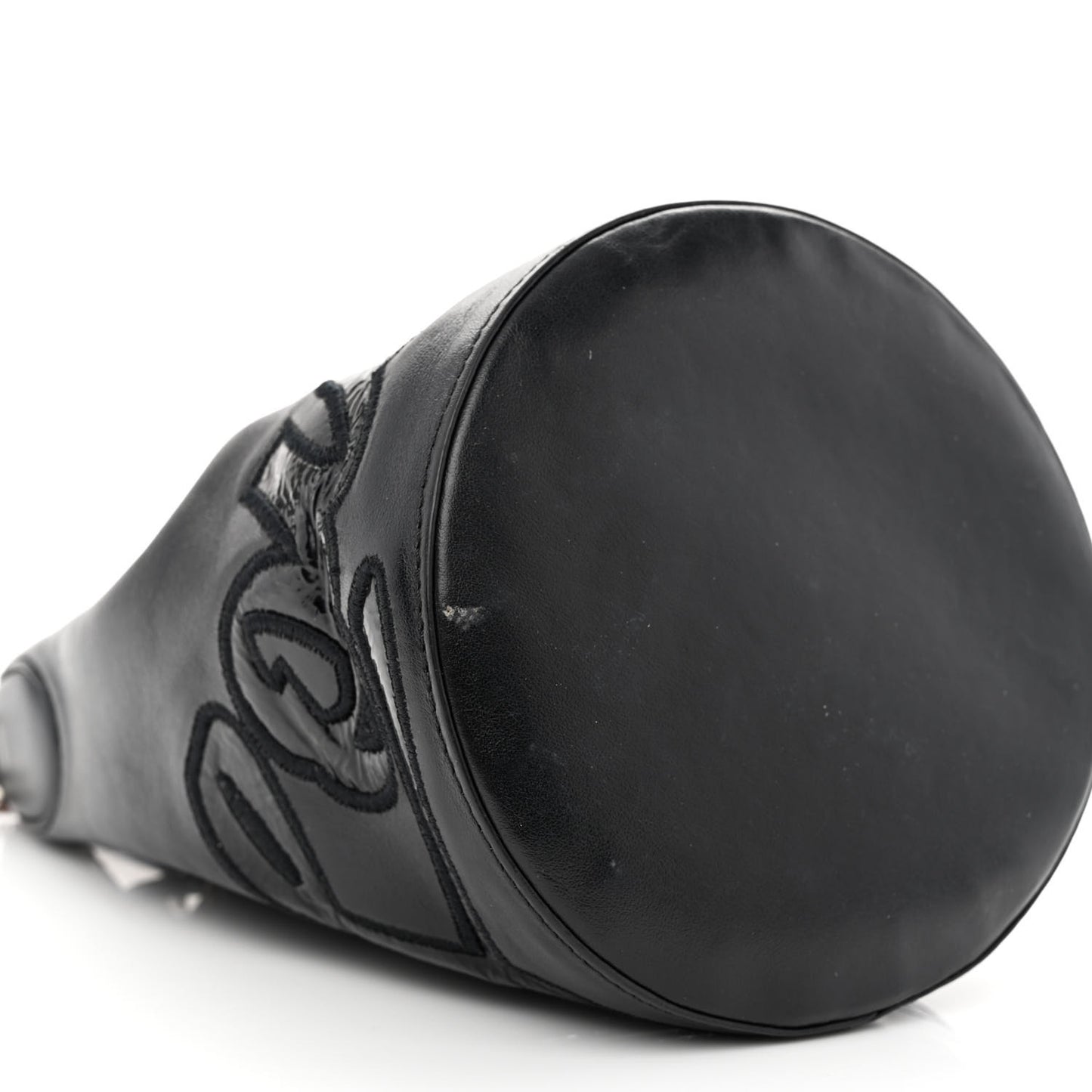 Calfskin Sequin Marie Jane Bucket Black
