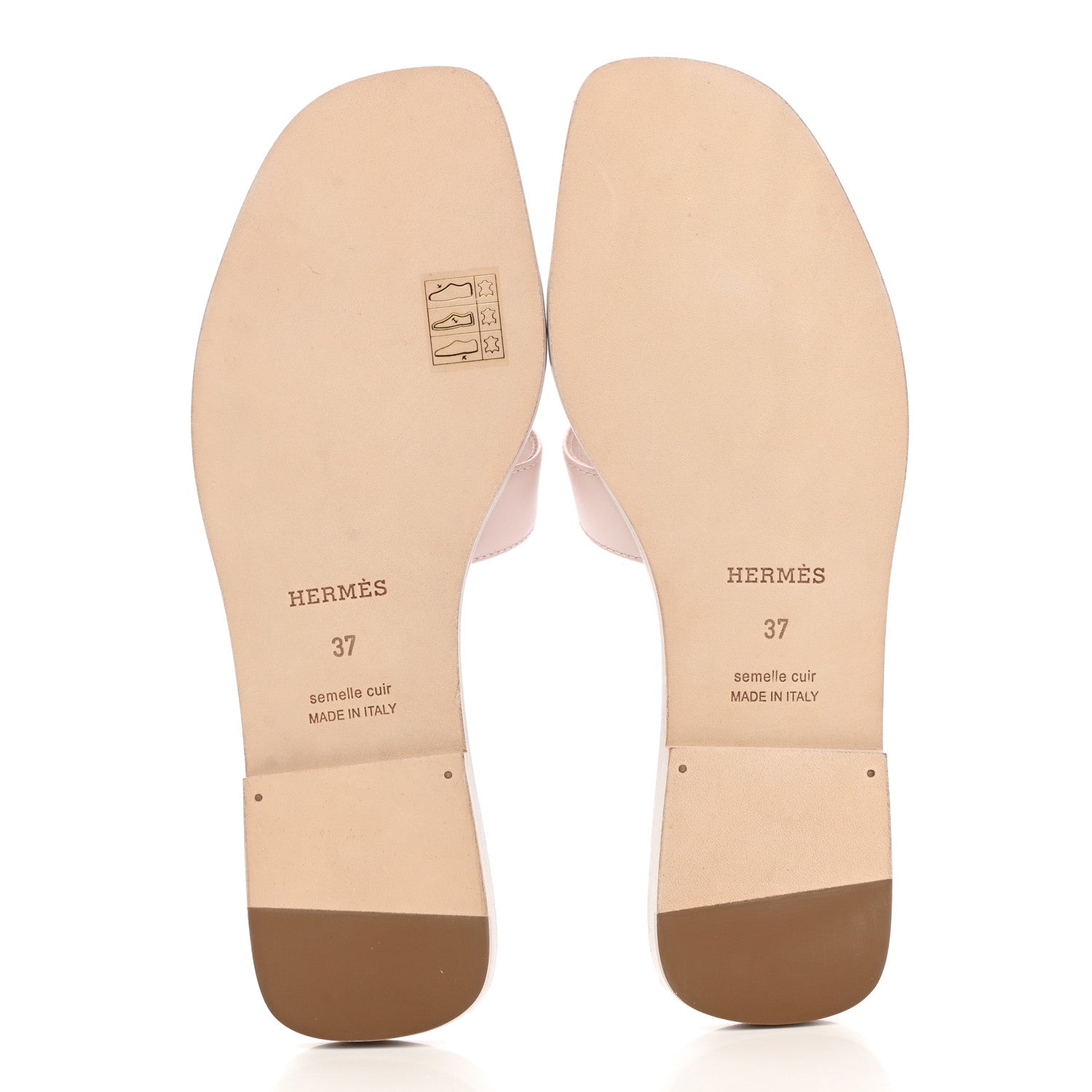 Hermes Box Calfskin Oran Sandals 37 Rose Pale 5 of 9