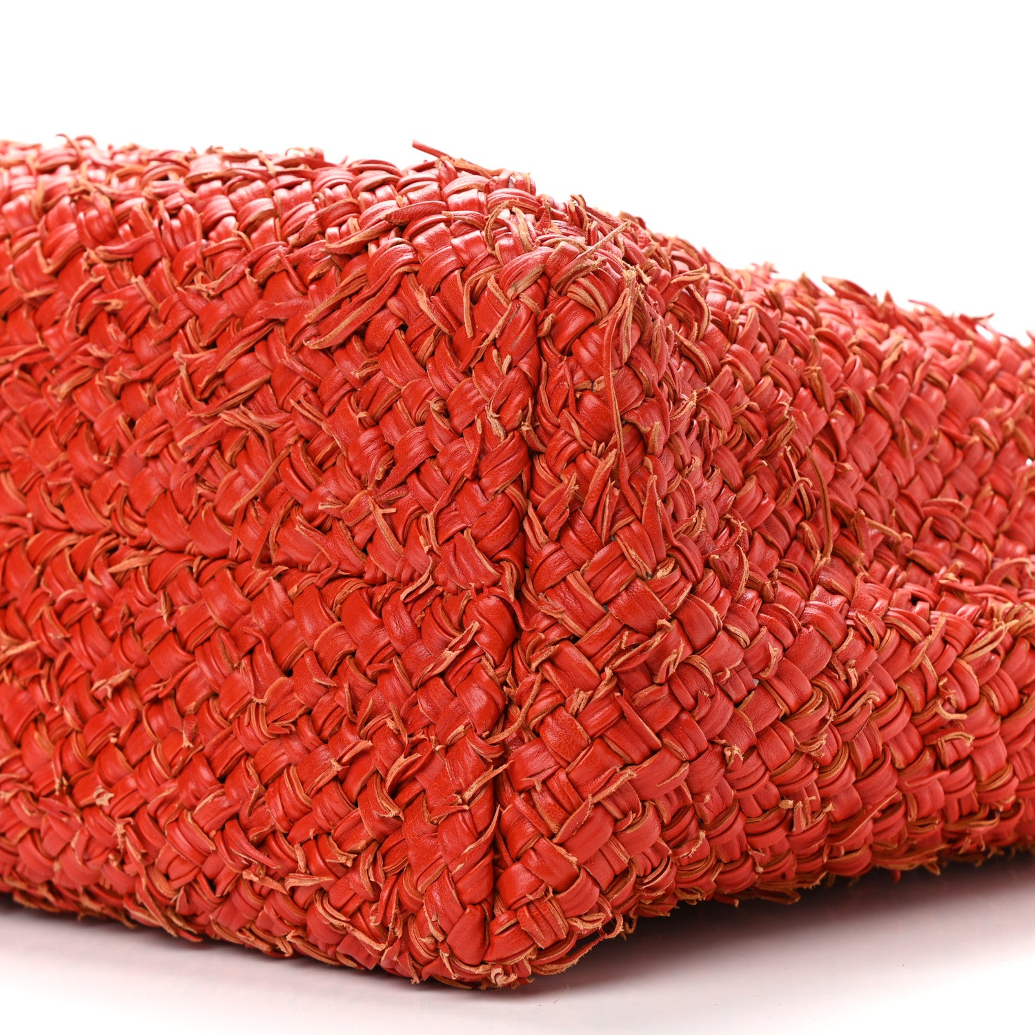 Bottega Veneta Chevre Intrecciato Fringe Netted Medium Cabat Tote Red 11 of 13