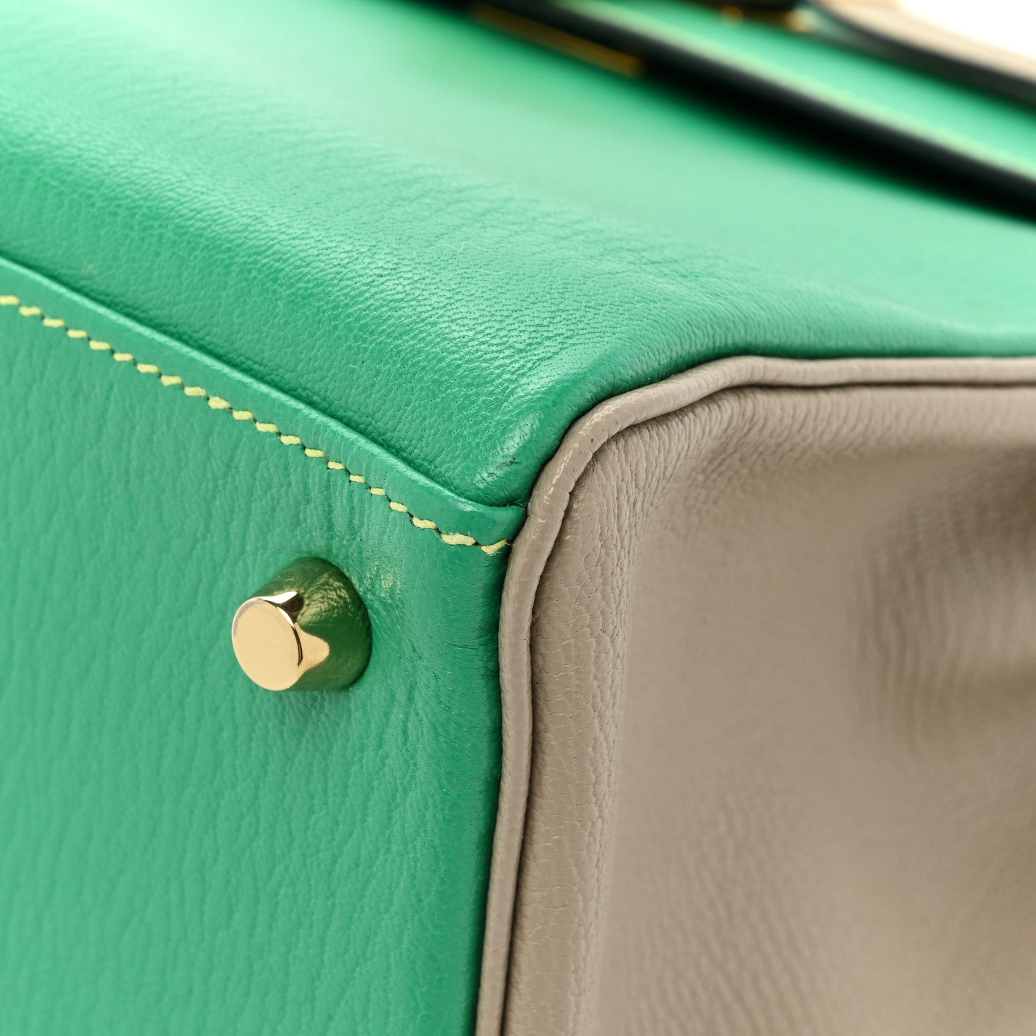 Hermes Chevre Mysore Horseshoe Kelly Retourne 28 Menthe Gris Tourterelle 10 of 12