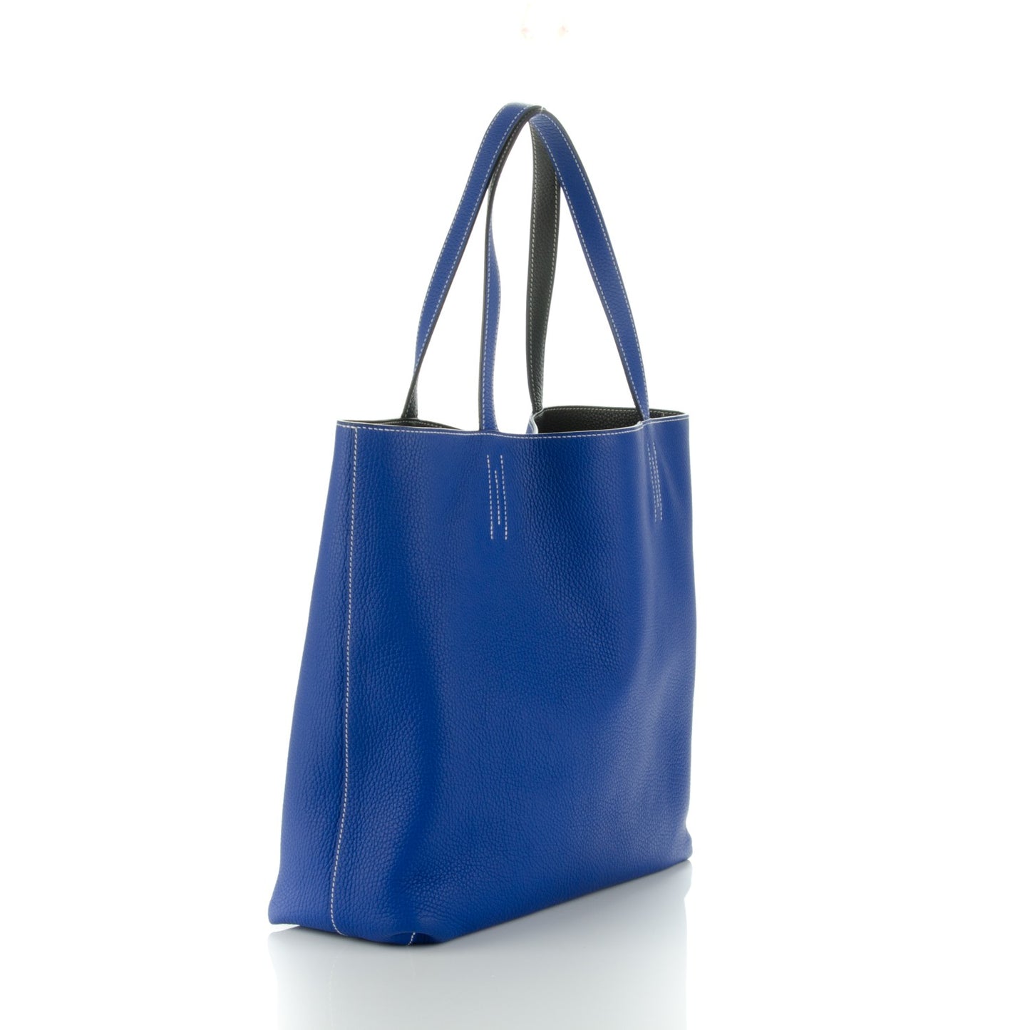 Taurillon Clemence Double Sens 45 Reversible Tote Bleu Electrique Graphite