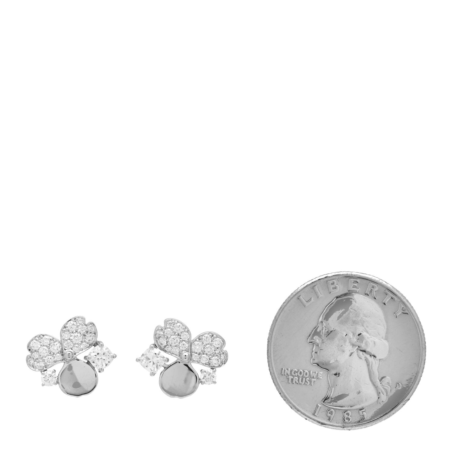 Platinum Diamond Paper Flowers Cluster Earrings