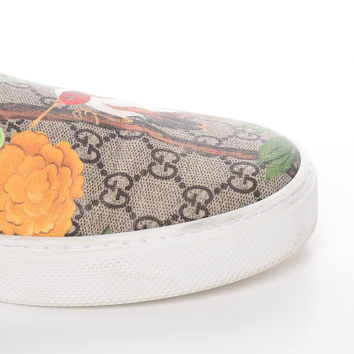 Gucci GG Supreme Monogram Tian Mens Dublin Slip On Sneakers 13 Beige Multicolor Red 12 of 18